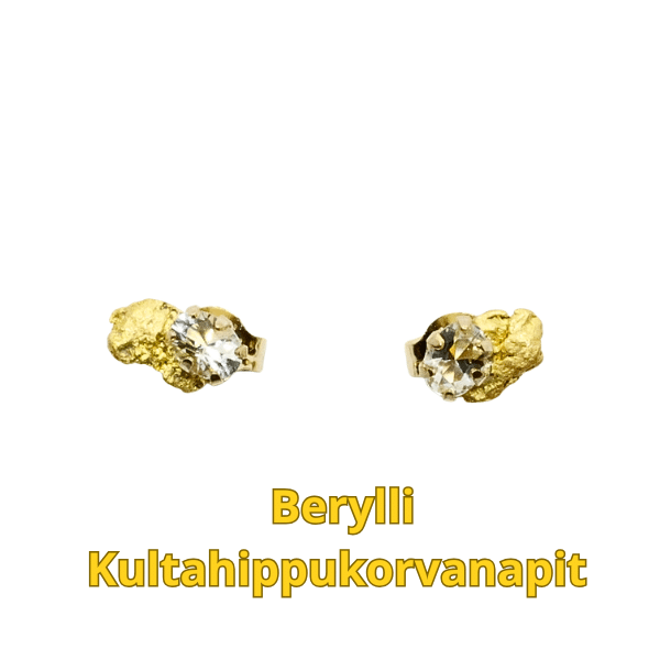 Berylli Luumäki Korvakorut 2kpl kultahippu 4mm Lemmenjoki