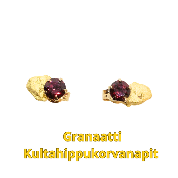 Granaatti korvakorunapit-kultahiput 5mm Lemmenjokikoru Alhonen