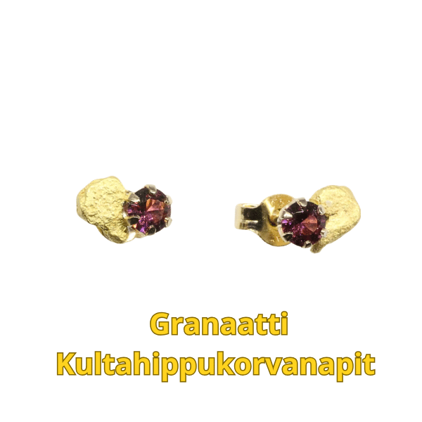 Granaatti korvakorunapit-kultahiput 5mm Lemmenjokikoru Alhonen