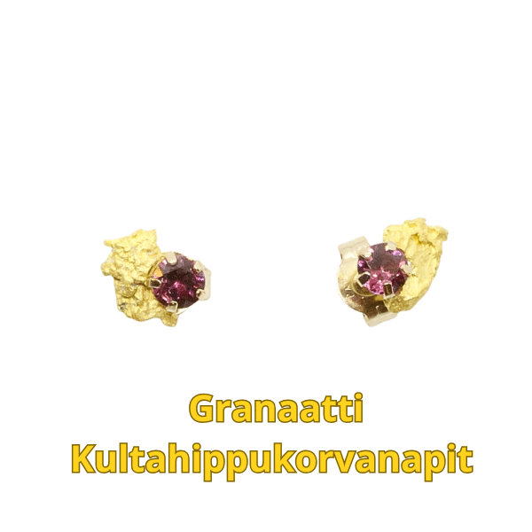 Granaatti korvakorunapit-kultahiput 5mm Lemmenjokikoru Alhonen