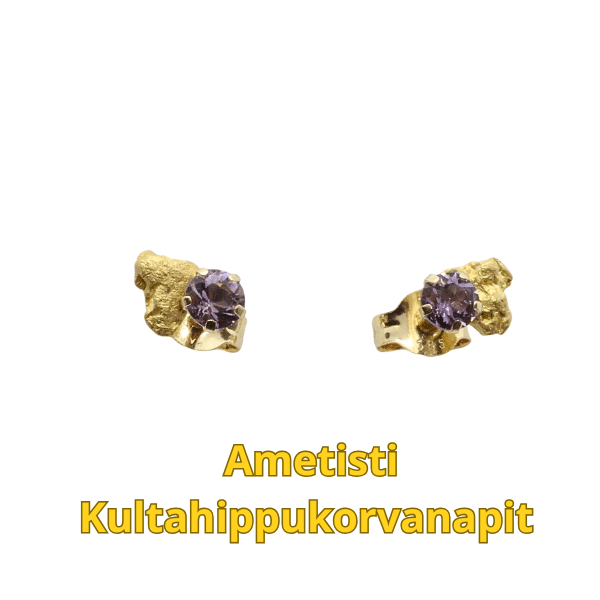 Ametistikorvanapit-kultahippu kultahippu 3x3mm Lemmenjokikoru