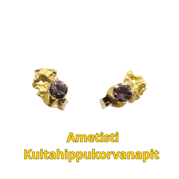 Ametistikorvanapit-kultahippu kultahippu 4x4mm Lemmenjokikoru