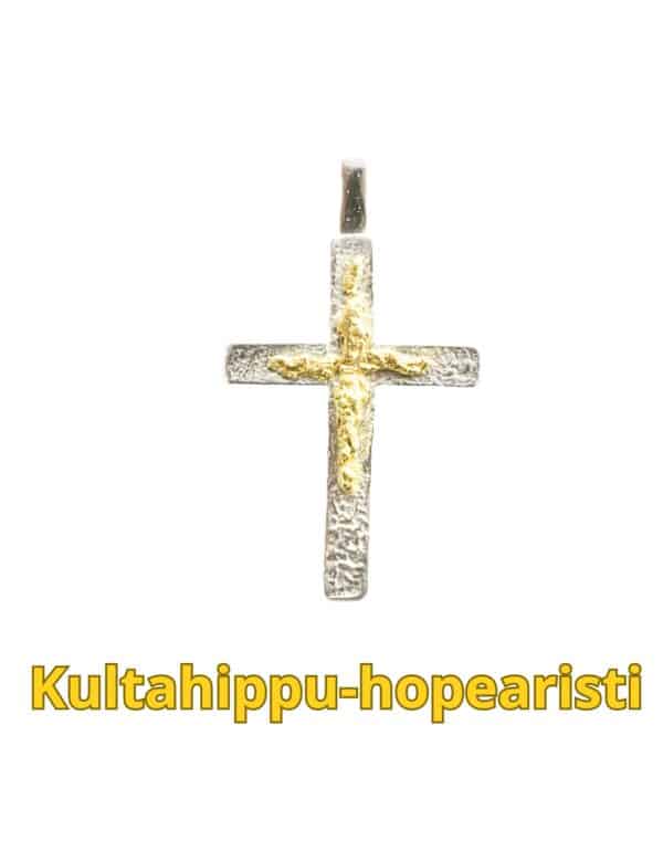 Kultahippu-hopearisti 19x14x2.5mm Arctic Gold Lappi