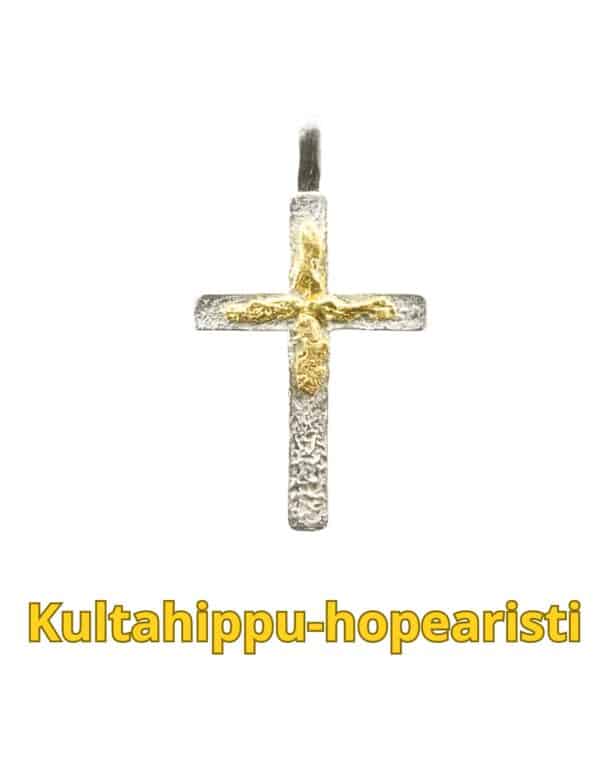 Kultahippu-hopearisti 19x14x2.5mm Arctic Gold Lappi