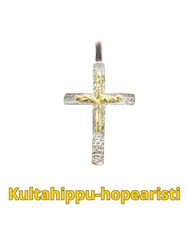 Kultahippu-hopearisti 19x14x2.5mm Arctic Gold Lappi