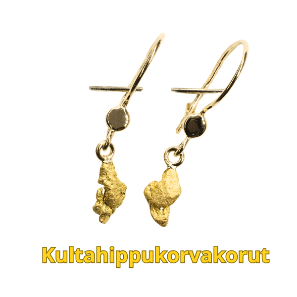 Korvakoruriipukset kultahippu noin 6mm Lemmenjokikoru