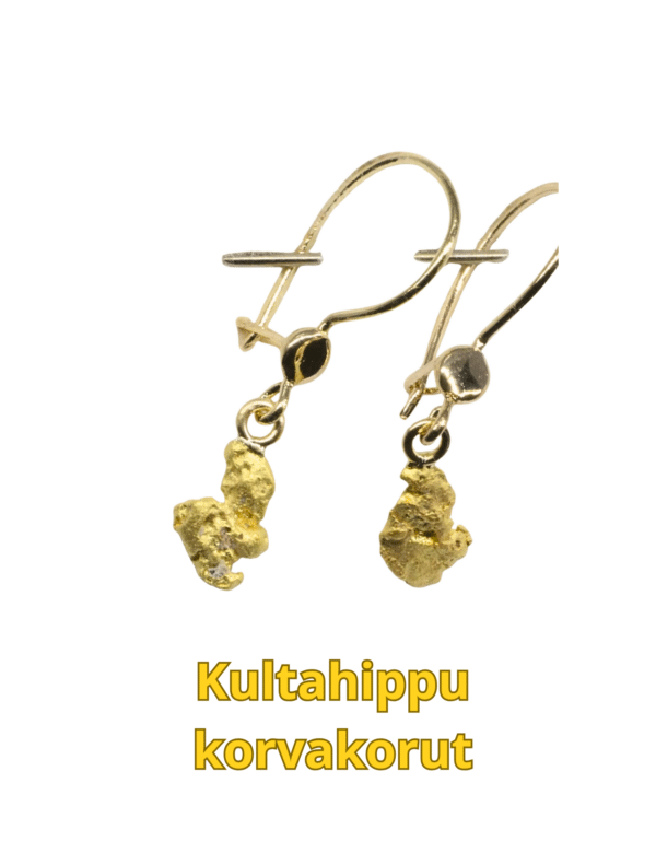 Korvakoruriipukset kultahippu noin 3x6mm Lemmenjokikoru