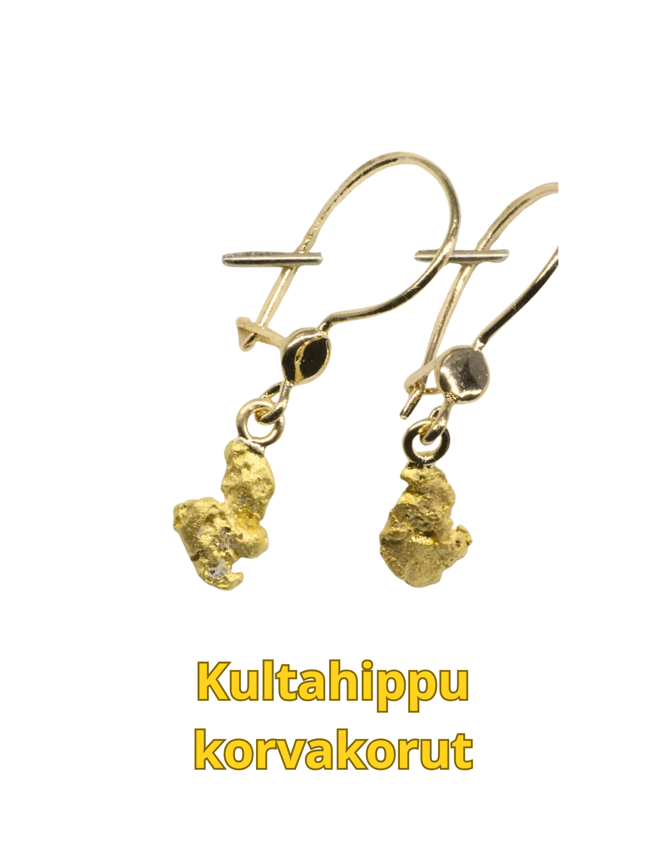 Korvakoruriipukset kultahippu noin 3x6mm Lemmenjokikoru