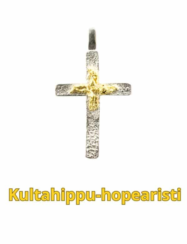 Kultahippu-hopearisti 19x14x2.5mm Arctic Gold Lappi