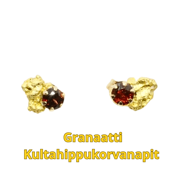 Granaatti korvakorunapit-kultahiput  5mm Lemmenjokikoru Alhonen