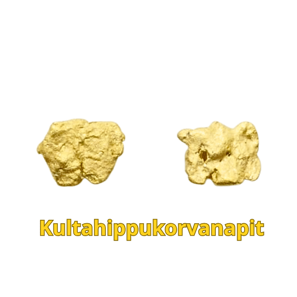 Kultahippu korvakoru napit 6x7mm  Lemmenjokikoru Alhonen