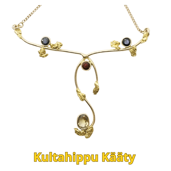 Kultahippukääty 10 kultahippua ja neljä kiveä  Lemmenjoki Arctic Gold