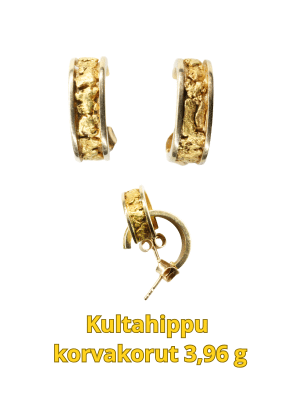 Vintage Kultahippu korvakorut paino 3.96g Arctic Gold