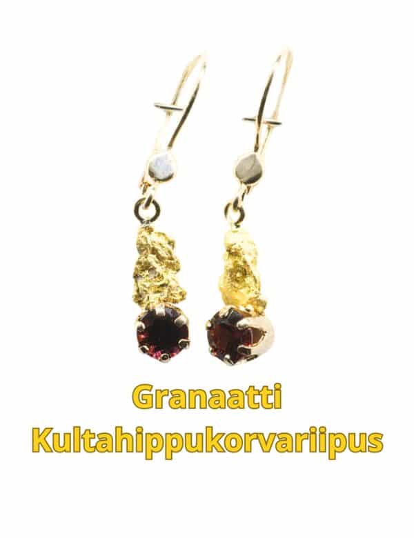 Granaattikorvariipukset-kultahiput  4x8mm Lemmenjokikoru Alhonen